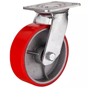 Большегрузное полиуретановое колесо 75 мм, ширина - 50 (поворотное, площадка, роликоподшипник) - SCP 931